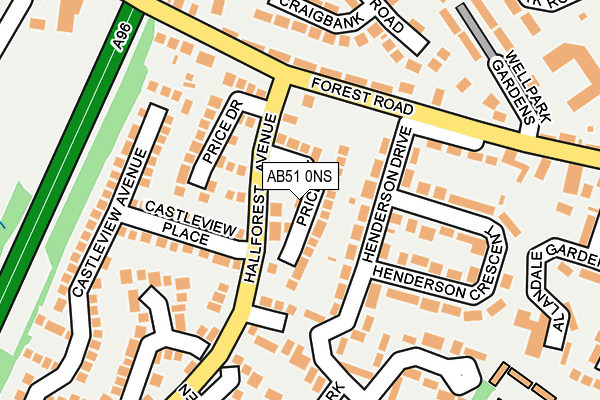 AB51 0NS map - OS OpenMap – Local (Ordnance Survey)