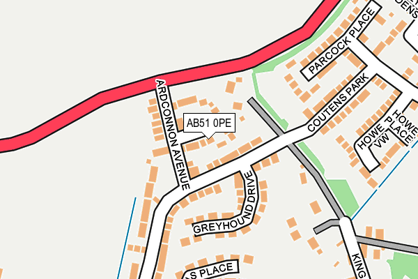 AB51 0PE map - OS OpenMap – Local (Ordnance Survey)