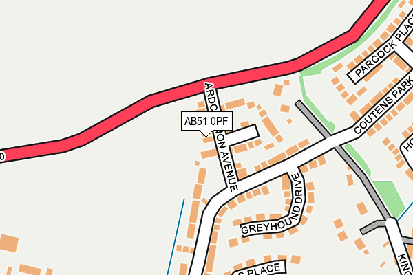 AB51 0PF map - OS OpenMap – Local (Ordnance Survey)