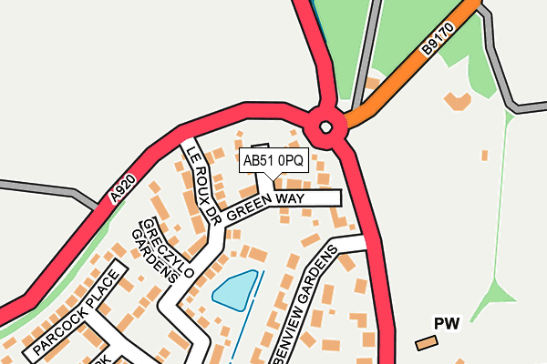 AB51 0PQ map - OS OpenMap – Local (Ordnance Survey)