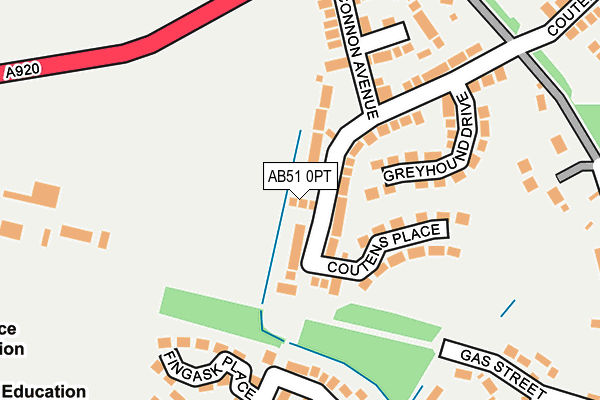 AB51 0PT map - OS OpenMap – Local (Ordnance Survey)