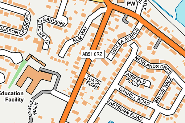 AB51 0RZ map - OS OpenMap – Local (Ordnance Survey)