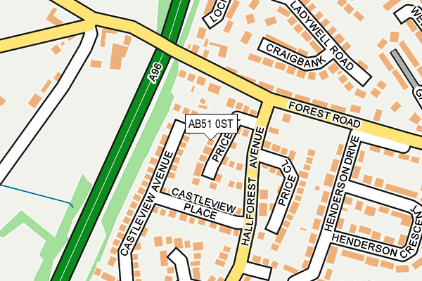 AB51 0ST map - OS OpenMap – Local (Ordnance Survey)
