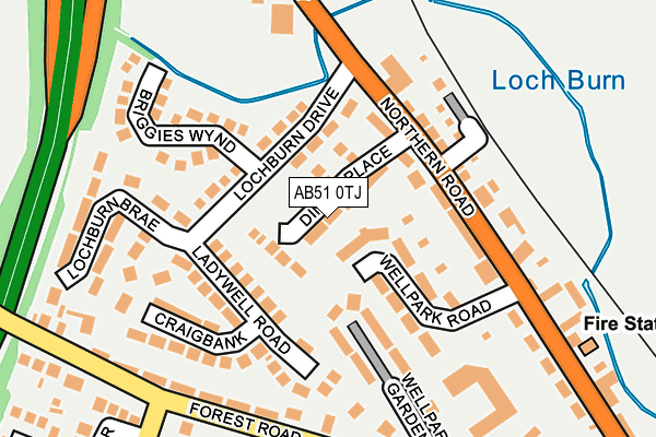 AB51 0TJ map - OS OpenMap – Local (Ordnance Survey)