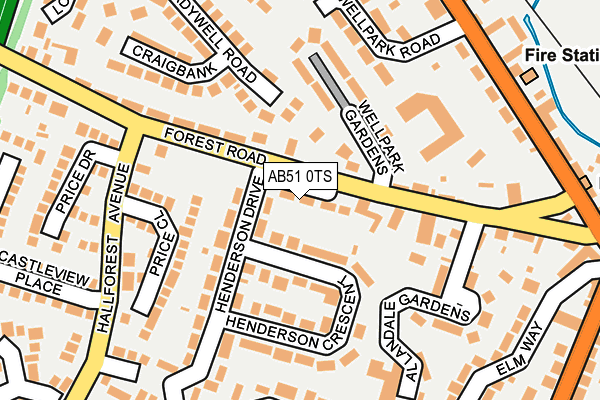 AB51 0TS map - OS OpenMap – Local (Ordnance Survey)