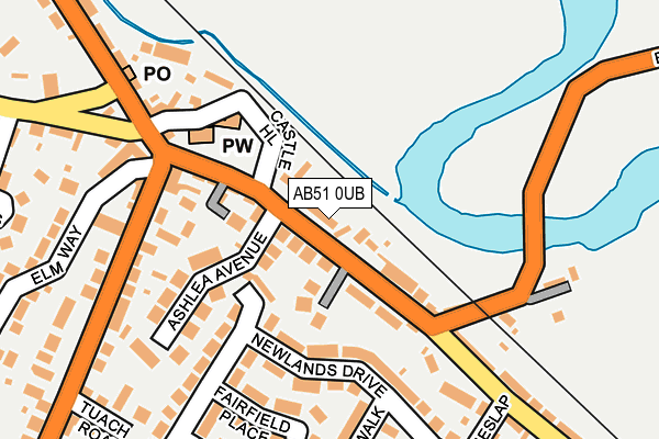 AB51 0UB map - OS OpenMap – Local (Ordnance Survey)