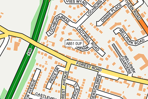 AB51 0UF map - OS OpenMap – Local (Ordnance Survey)