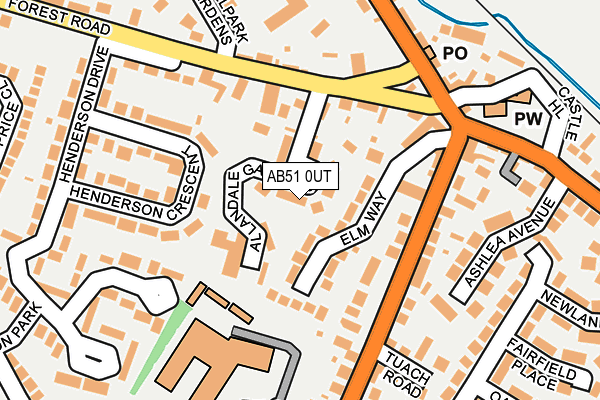 AB51 0UT map - OS OpenMap – Local (Ordnance Survey)