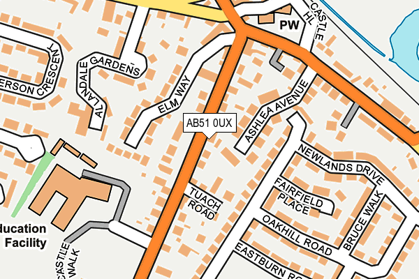 AB51 0UX map - OS OpenMap – Local (Ordnance Survey)
