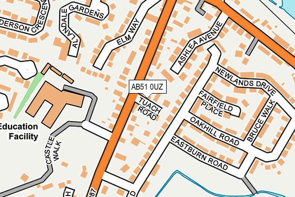 AB51 0UZ map - OS OpenMap – Local (Ordnance Survey)
