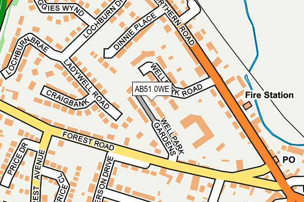 AB51 0WE map - OS OpenMap – Local (Ordnance Survey)