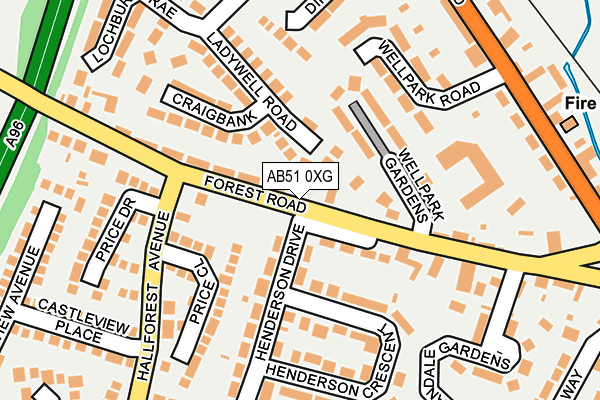 AB51 0XG map - OS OpenMap – Local (Ordnance Survey)