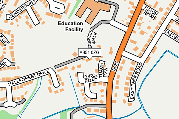 AB51 0ZG map - OS OpenMap – Local (Ordnance Survey)