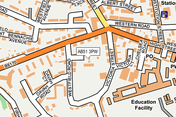 AB51 3PW map - OS OpenMap – Local (Ordnance Survey)