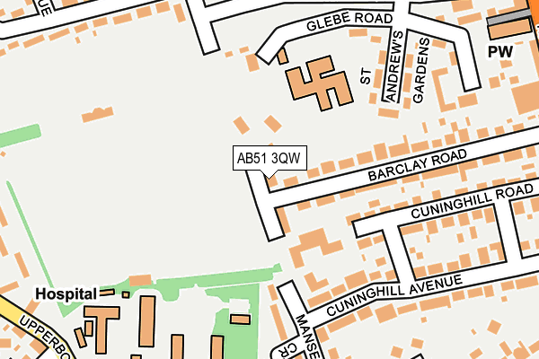 AB51 3QW map - OS OpenMap – Local (Ordnance Survey)