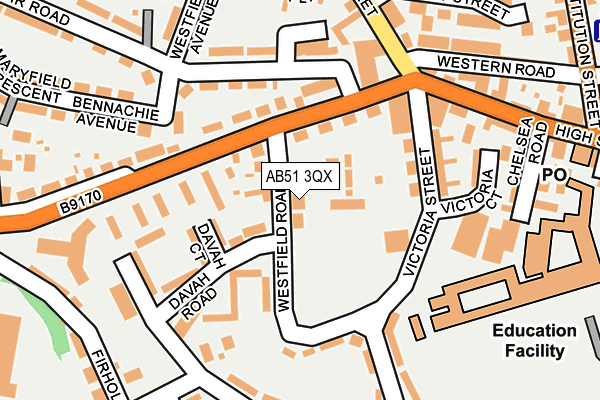 AB51 3QX map - OS OpenMap – Local (Ordnance Survey)