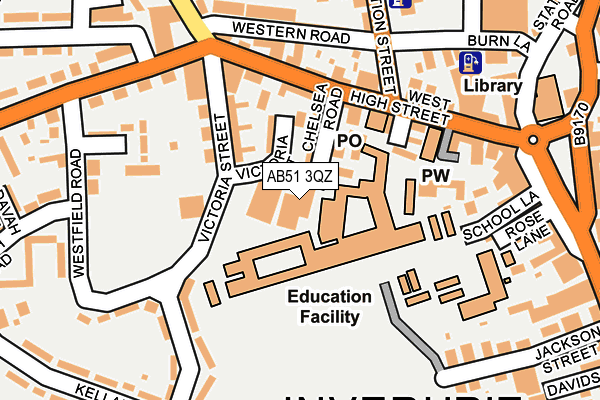 AB51 3QZ map - OS OpenMap – Local (Ordnance Survey)
