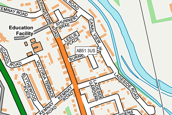AB51 3US map - OS OpenMap – Local (Ordnance Survey)