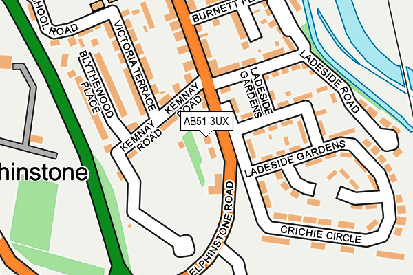 AB51 3UX map - OS OpenMap – Local (Ordnance Survey)
