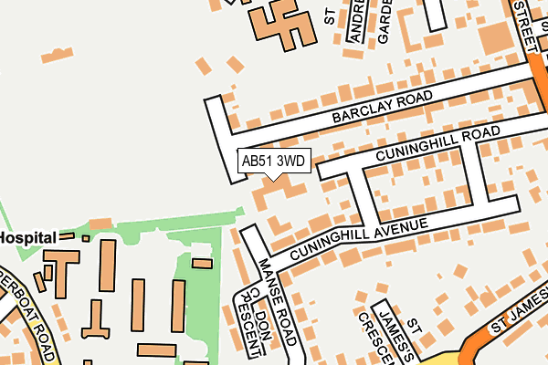 AB51 3WD map - OS OpenMap – Local (Ordnance Survey)
