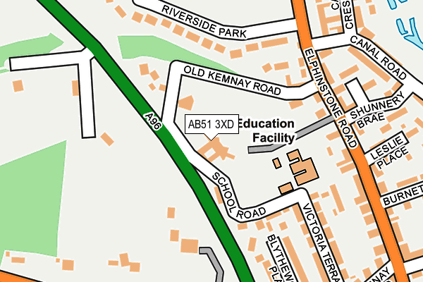 AB51 3XD map - OS OpenMap – Local (Ordnance Survey)
