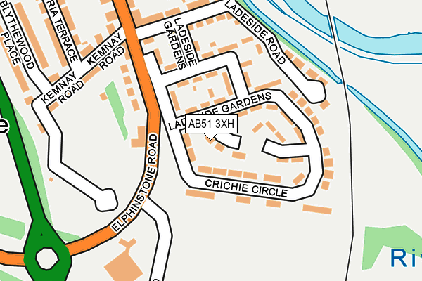 AB51 3XH map - OS OpenMap – Local (Ordnance Survey)