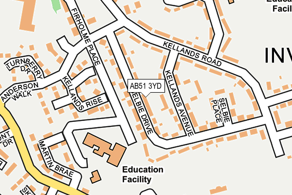AB51 3YD map - OS OpenMap – Local (Ordnance Survey)