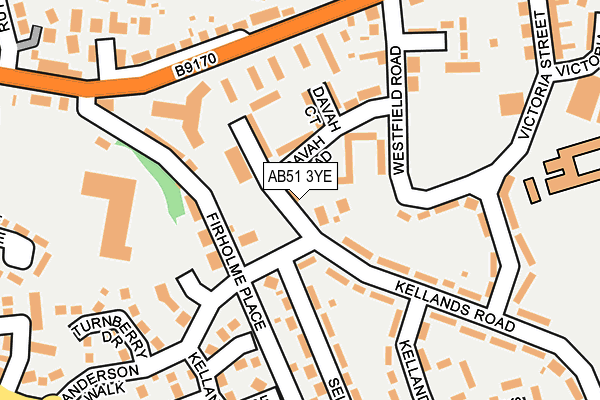 AB51 3YE map - OS OpenMap – Local (Ordnance Survey)