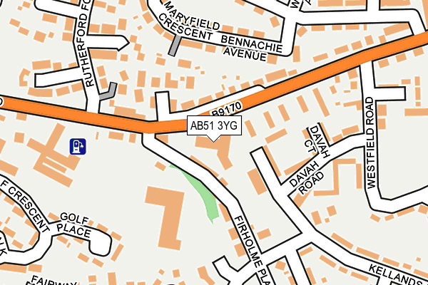 AB51 3YG map - OS OpenMap – Local (Ordnance Survey)