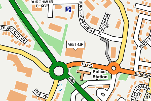 AB51 4JP map - OS OpenMap – Local (Ordnance Survey)
