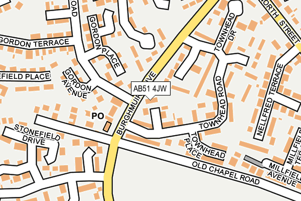 AB51 4JW map - OS OpenMap – Local (Ordnance Survey)