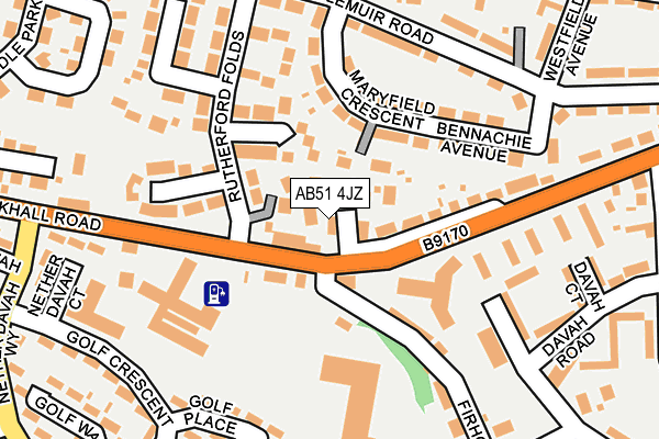 AB51 4JZ map - OS OpenMap – Local (Ordnance Survey)