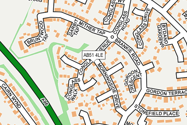 AB51 4LE map - OS OpenMap – Local (Ordnance Survey)