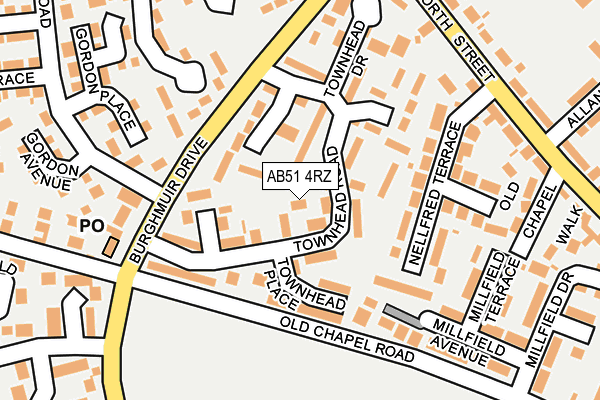 AB51 4RZ map - OS OpenMap – Local (Ordnance Survey)