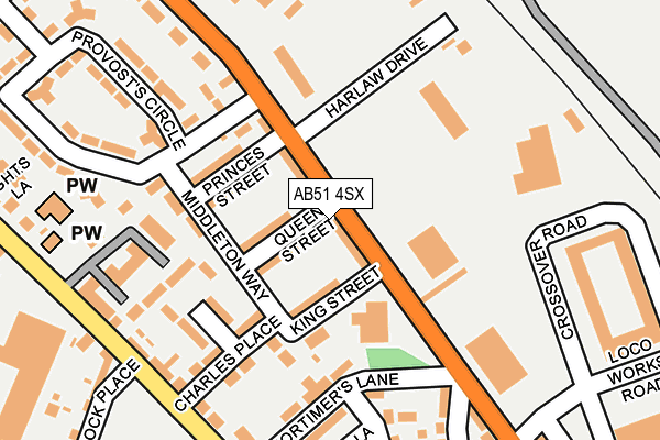 AB51 4SX map - OS OpenMap – Local (Ordnance Survey)