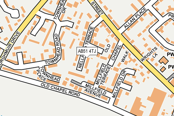 AB51 4TJ map - OS OpenMap – Local (Ordnance Survey)