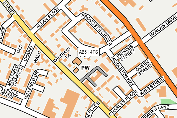 AB51 4TS map - OS OpenMap – Local (Ordnance Survey)