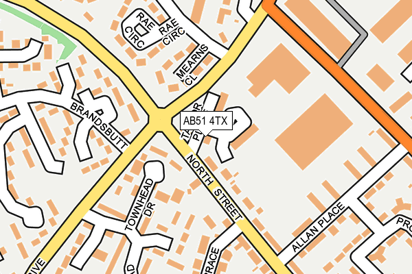 AB51 4TX map - OS OpenMap – Local (Ordnance Survey)