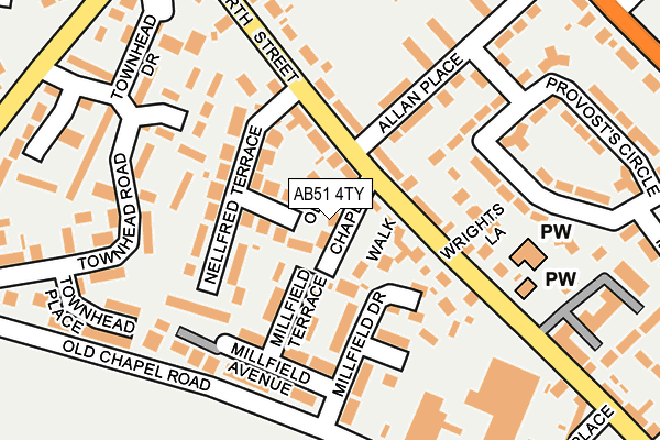 AB51 4TY map - OS OpenMap – Local (Ordnance Survey)