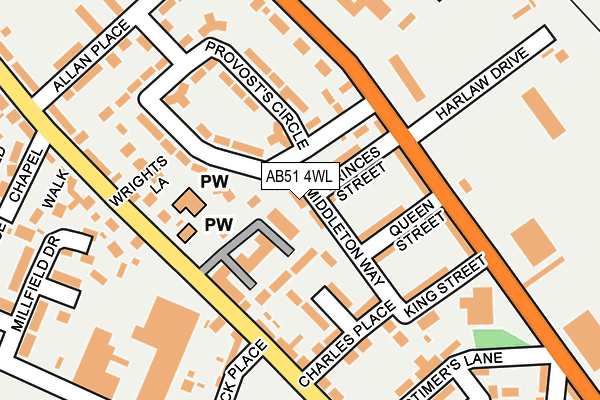 AB51 4WL map - OS OpenMap – Local (Ordnance Survey)