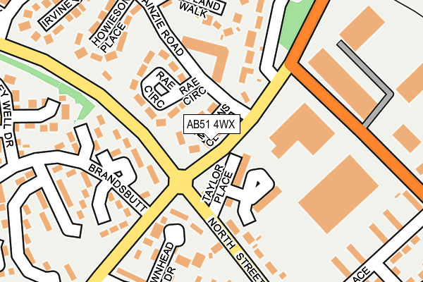 AB51 4WX map - OS OpenMap – Local (Ordnance Survey)