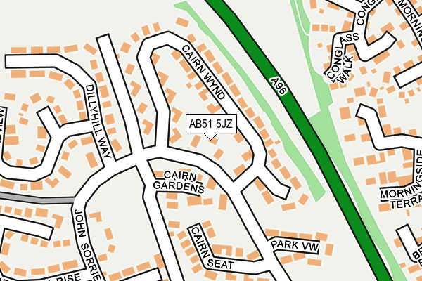 AB51 5JZ map - OS OpenMap – Local (Ordnance Survey)