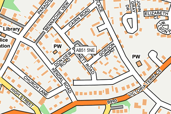 AB51 5NE map - OS OpenMap – Local (Ordnance Survey)