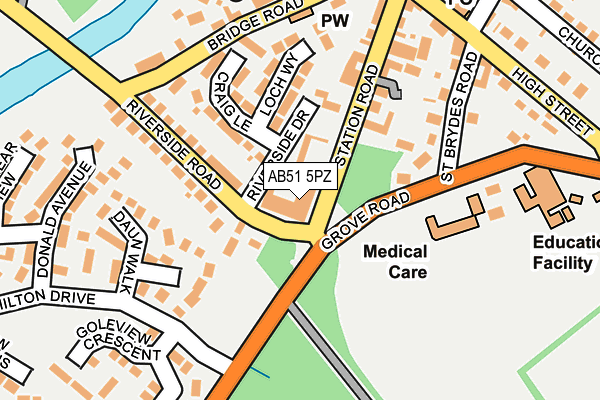 AB51 5PZ map - OS OpenMap – Local (Ordnance Survey)