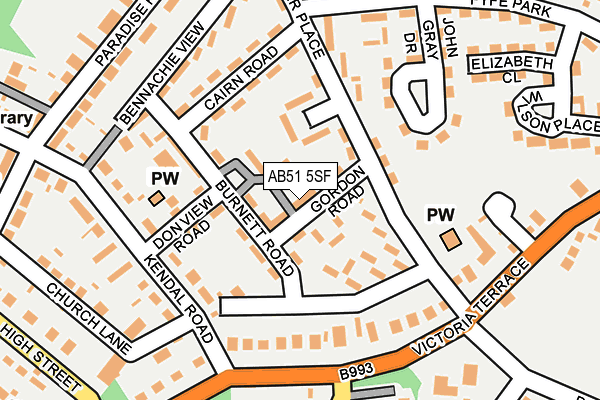 AB51 5SF map - OS OpenMap – Local (Ordnance Survey)