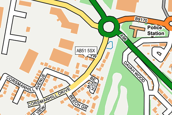 AB51 5SX map - OS OpenMap – Local (Ordnance Survey)