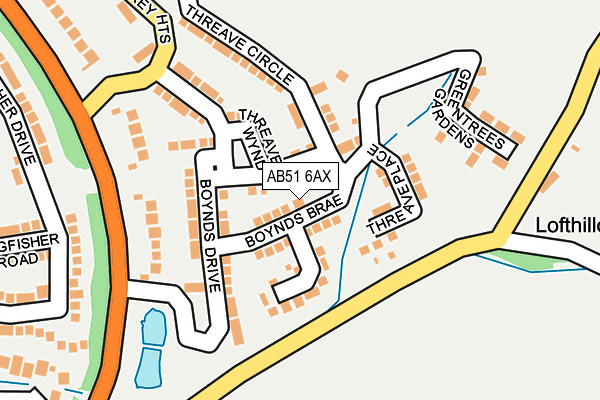 AB51 6AX map - OS OpenMap – Local (Ordnance Survey)