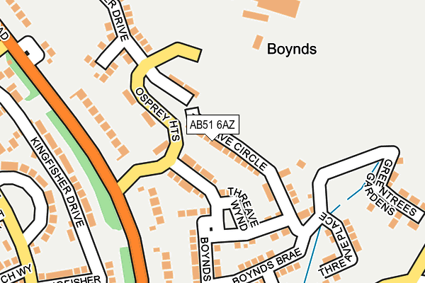 AB51 6AZ map - OS OpenMap – Local (Ordnance Survey)