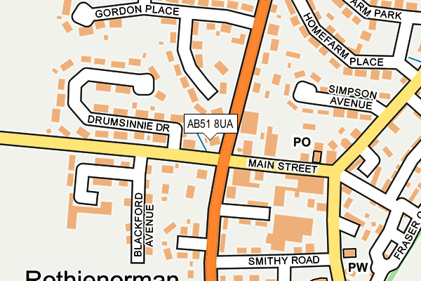 AB51 8UA map - OS OpenMap – Local (Ordnance Survey)