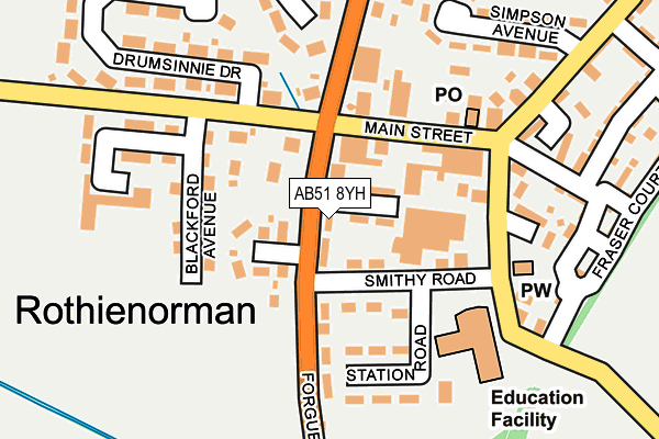 AB51 8YH map - OS OpenMap – Local (Ordnance Survey)